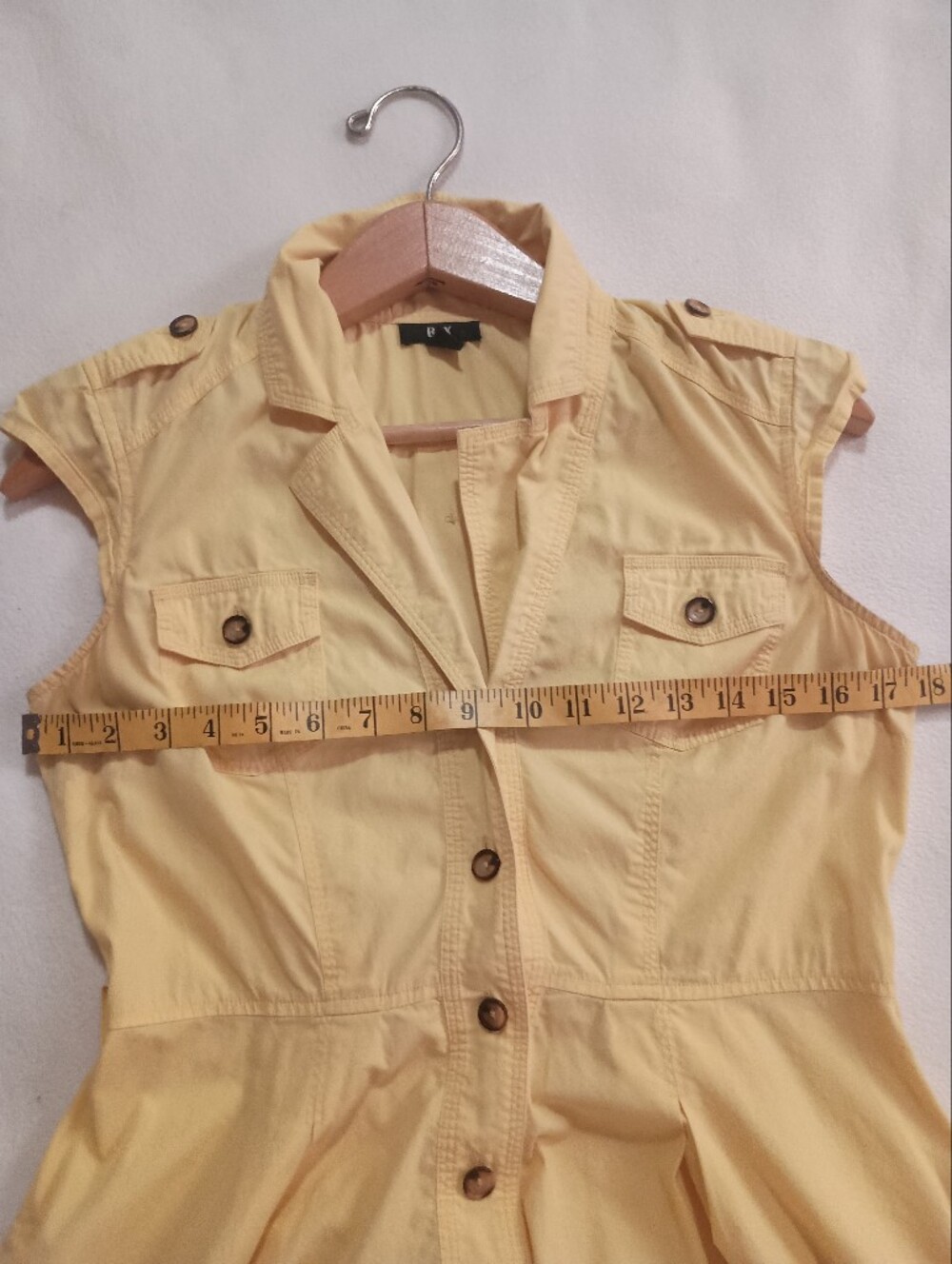 BCX- Yellow Button-Front Shirt Dress- Size M - Picture 8 of 8